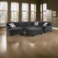 Zia 93 Inch Wide Sectional Sofa with Double Chaise Ottoman Black Chenille By Casagear Home BM317394