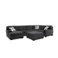 Zia 93 Inch Wide Sectional Sofa with Double Chaise, Ottoman, Black Chenille By Casagear Home