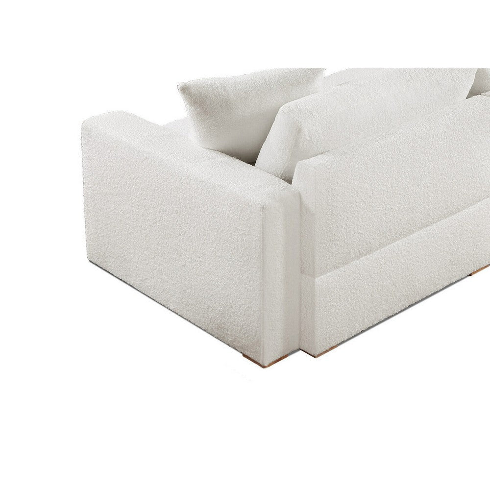 Dexy 84 Inch 3pc Modular Sectional Sofa 2 Pillows Ivory Teddy Fabric By Casagear Home BM317395