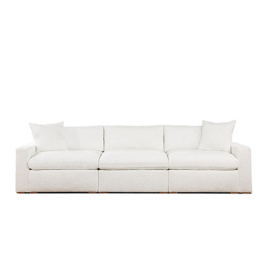 Dexy 84 Inch 3pc Modular Sectional Sofa, 2 Pillows, Ivory Teddy Fabric By Casagear Home