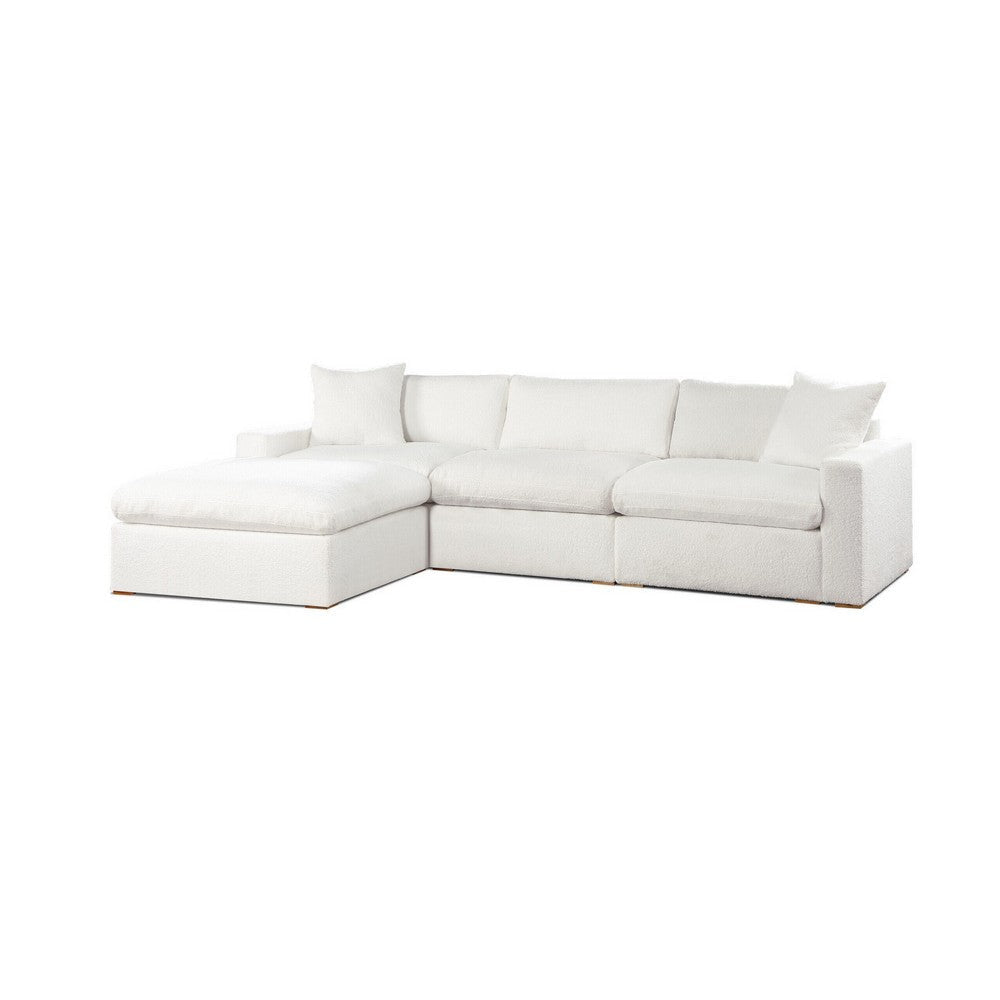 Dexy 119 Inch 4pc L Shape Modular Sectional Sofa Ivory Teddy Fabric By Casagear Home BM317396