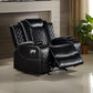 Aile 37 Inch Modern Power Recliner Chair, Black Faux Leather Upholstery
 By Casagear Home