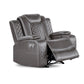 Aile 37 Inch Modern Power Recliner Chair, Gray Faux Leather Upholstery
 By Casagear Home