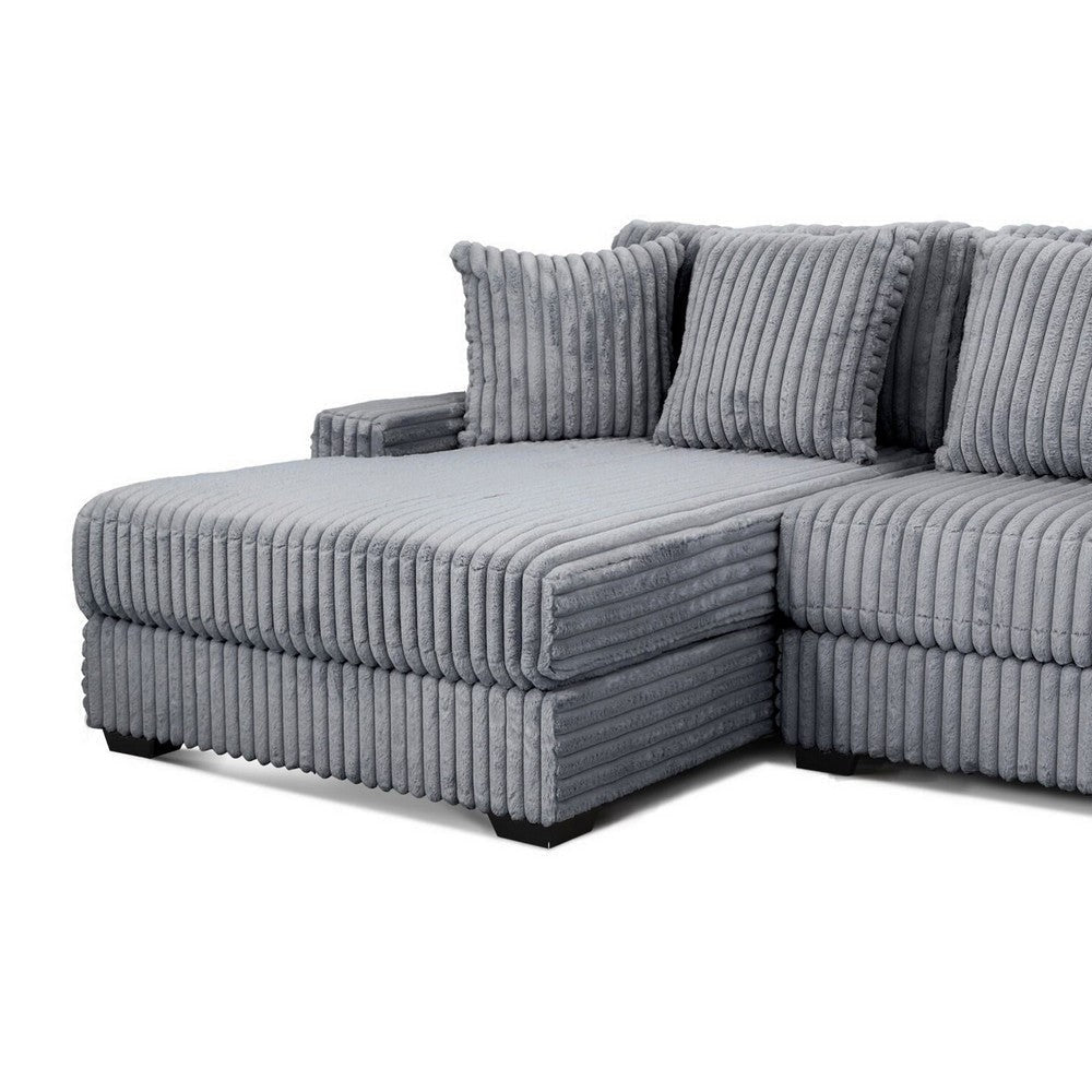 Lsy 2pc Oversize Sectional Sofa Reversible Chaise Gray Jumbo Corduroy By Casagear Home BM317405