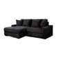 Lsy 2pc Oversize Sectional Sofa Reversible Chaise Black Jumbo Corduroy By Casagear Home BM317407