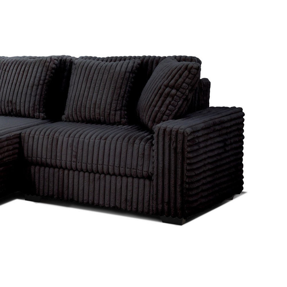 Lsy 2pc Oversize Sectional Sofa Reversible Chaise Black Jumbo Corduroy By Casagear Home BM317407