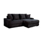 Lsy 2pc Oversize Sectional Sofa, Reversible Chaise, Black Jumbo Corduroy
 By Casagear Home