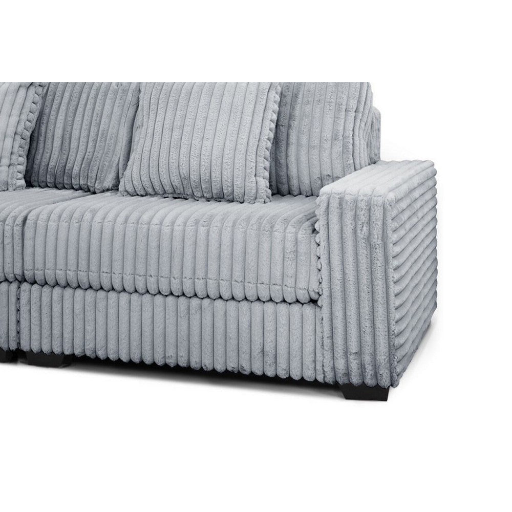 Lsy 3pc Oversize Sectional Sofa Reversible Chaise Gray Jumbo Corduroy By Casagear Home BM317408