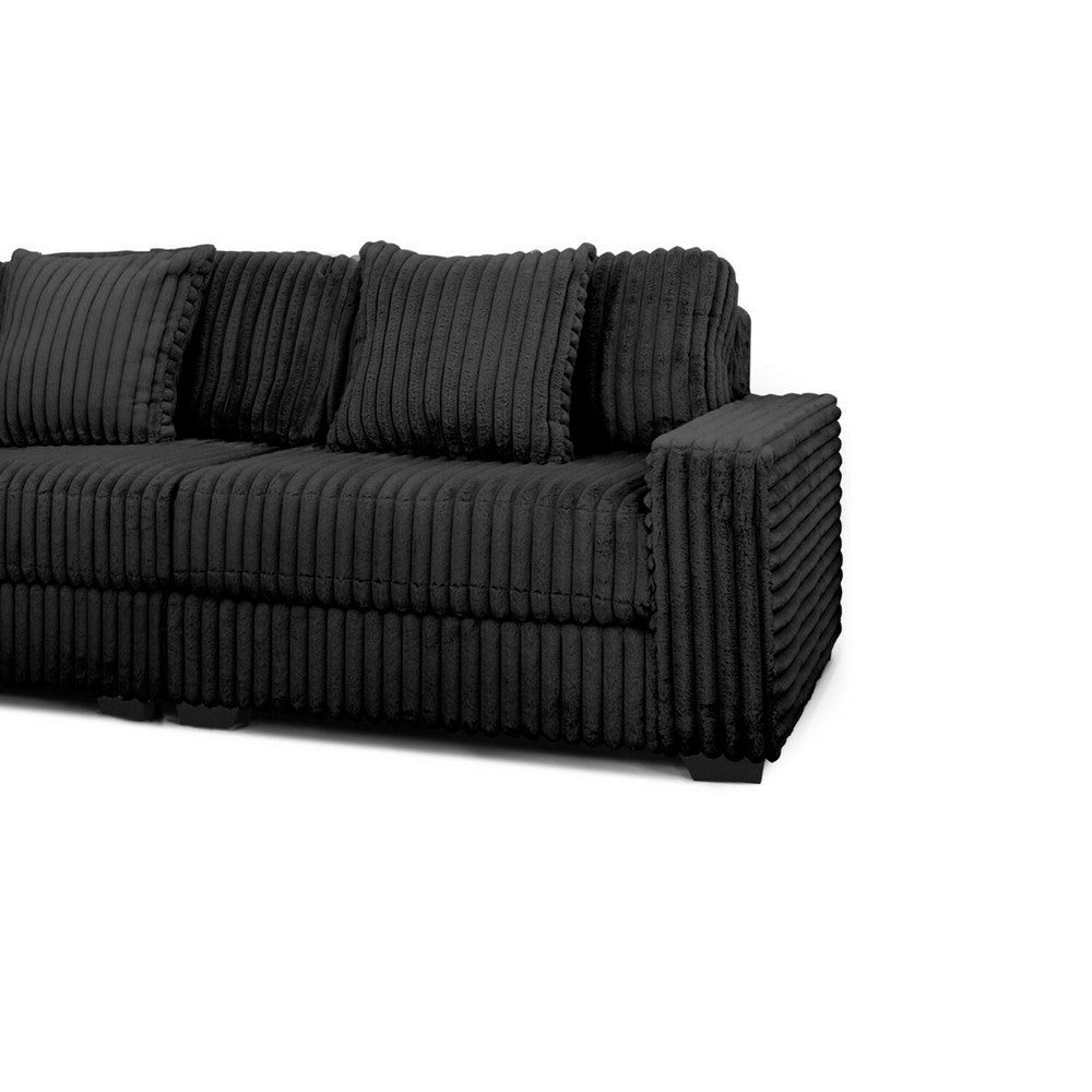 Lsy 3pc Oversize Sectional Sofa Reversible Chaise Black Jumbo Corduroy By Casagear Home BM317410