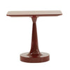 John 22 Inch End Table, Rectangular Top, Red Wood, Round Pedestal Base By Casagear Home