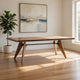 Cid Lane 87 Inch Dining Table, Walnut Brown Wood, Black Metal Rod Support By Casagear Home