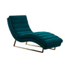 Reno Linda 66 Inch Lounge Chaise, Channel Tufted Green Velvet, Steel Legs By Casagear Home