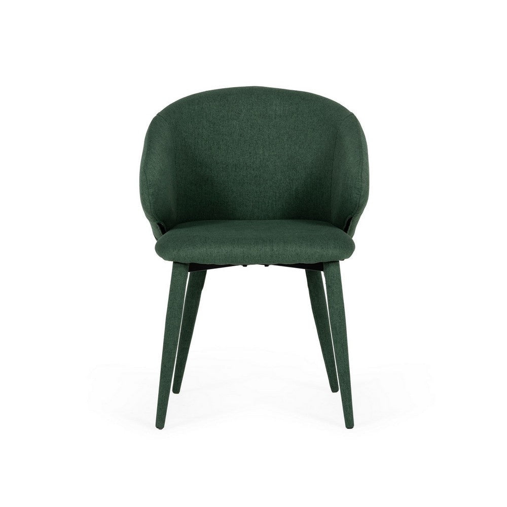 Cid Erin 22 Inch Dining Chair Set of 2 Green Linen Wingback Design Wood By Casagear Home BM317422