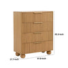 Cid Joya 45 Inch Tall Chest 4 Drawers Golden Metal Handles Natural Oak By Casagear Home BM317423