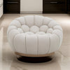 Reno Ola 48 Inch Accent Chair, Tufted Cloud Seat, Beige Fabric, Wood Frame By Casagear Home