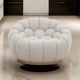 Reno Ola 48 Inch Accent Chair, Tufted Cloud Seat, Beige Fabric, Wood Frame By Casagear Home