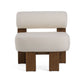 Cid Rosy 31 Inch Accent Chair Off White Fabric Foam Cushions Brown Wood By Casagear Home BM317431