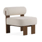 Cid Rosy 31 Inch Accent Chair, Off White Fabric, Foam Cushions, Brown Wood By Casagear Home