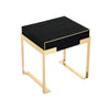 Cid Ruth 25 Inch Nightstand Square Wenge Top Polished Gold Steel Legs By Casagear Home BM317434