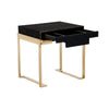 Cid Ruth 25 Inch Nightstand Square Wenge Top Polished Gold Steel Legs By Casagear Home BM317434