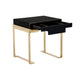 Cid Ruth 25 Inch Nightstand Square Wenge Top Polished Gold Steel Legs By Casagear Home BM317434