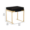 Cid Ruth 25 Inch Nightstand Square Wenge Top Polished Gold Steel Legs By Casagear Home BM317434