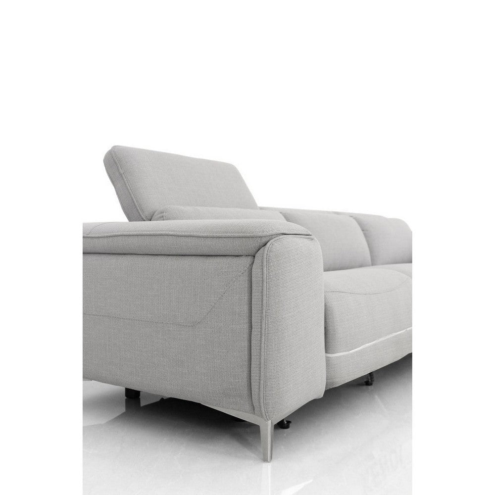 Yoha 84 Inch Loveseat Power Recliner Adjustable Light Gray Polyester By Casagear Home BM317441