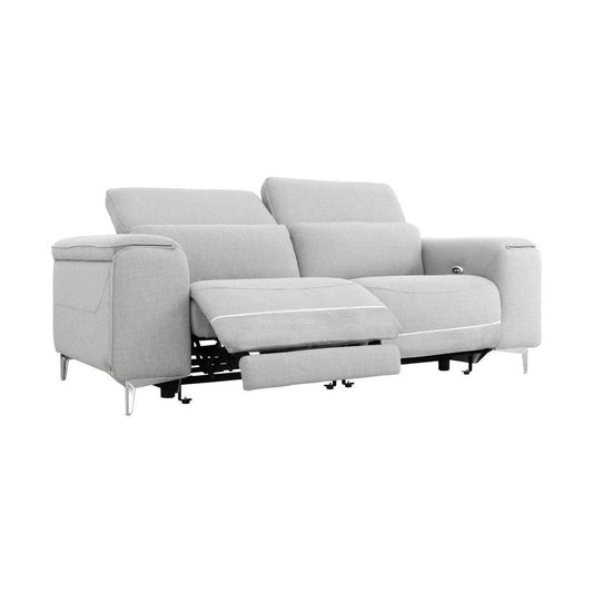 Yoha 84 Inch Loveseat, Power Recliner, Adjustable, Light Gray Polyester By Casagear Home