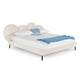 Runo Queen Platform Bed, Bubble Cushion Headboard, White Sherpa Upholstery By Casagear Home