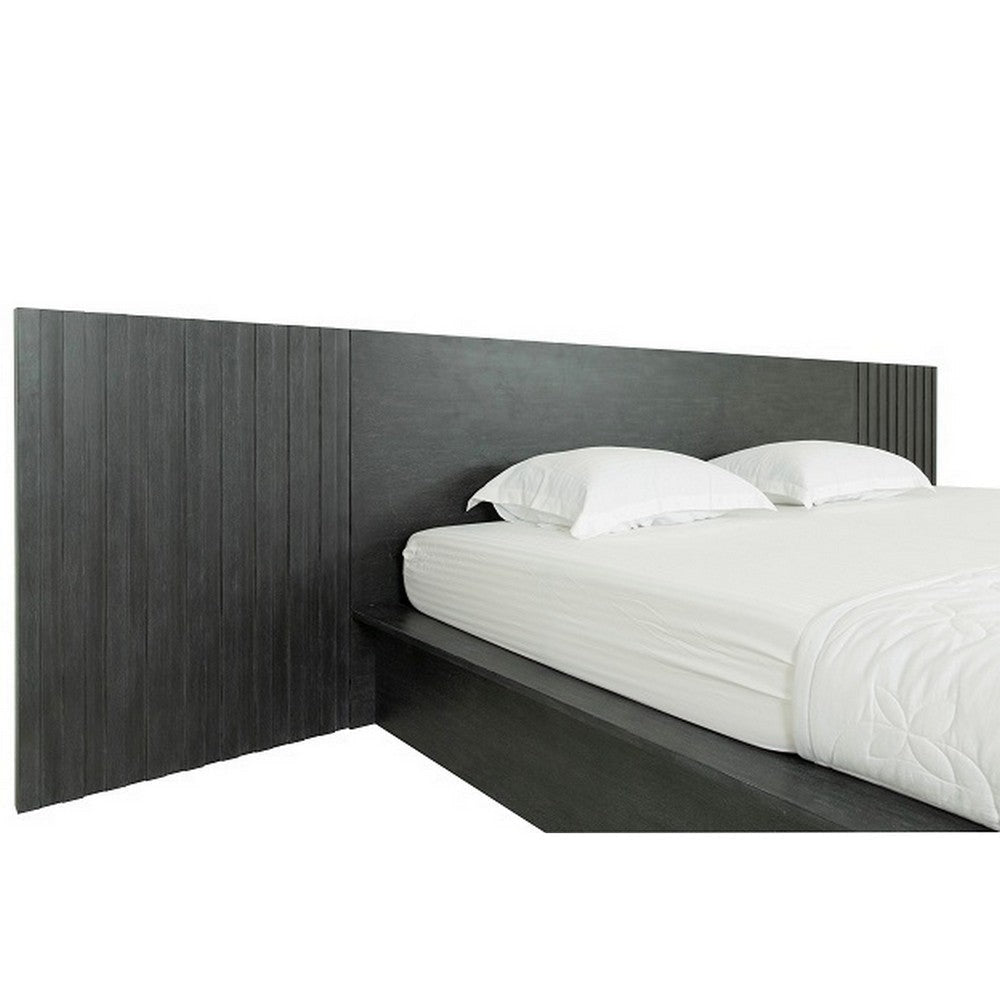 Cid Lime Queen Platform Bed 2 Drawers Wall Headboard Dark Gray Finish By Casagear Home BM317451