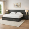 Cid Lime Queen Platform Bed, 2 Drawers, Wall Headboard, Dark Gray Finish By Casagear Home