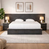 Cid Lime Queen Platform Bed, 2 Drawers, Wall Headboard, Dark Gray Finish By Casagear Home