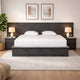 Cid Lime Queen Platform Bed, 2 Drawers, Wall Headboard, Dark Gray Finish By Casagear Home