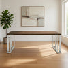 Cid Zyla 95 Inch Dining Table, Rectangular, Stainless Steel, Walnut Brown By Casagear Home