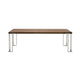 Cid Zyla 95 Inch Dining Table, Rectangular, Stainless Steel, Walnut Brown By Casagear Home