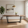 Glory 107 Inch Dining Table, Rectangular Top, Trestle Iron, Black, Walnut By Casagear Home