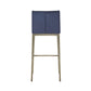 Cid Kinn 27 Inch Counter Stool Set of 2, Wingback Seat, Navy Blue Velvet By Casagear Home