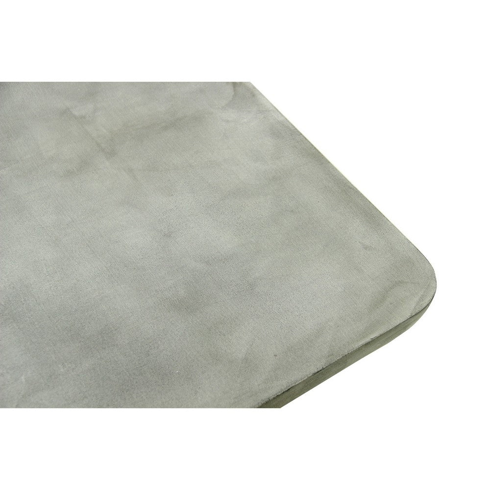 Cid Ziv 71 Inch Dining Table, Rectangular Gray Faux Concrete, Pillar Base By Casagear Home