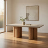 Cid Ziv 71 Inch Dining Table, Rectangular Gray Faux Concrete, Pillar Base By Casagear Home