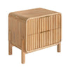 Cid Tori 24 Inch Nightstand, 2 Fluted Drawers, Gold Metal Handles, Brown By Casagear Home
