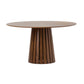 Cid Xeu 54 Inch Dining Table Round Walnut Veneer Slatted Pedestal Base By Casagear Home BM317468