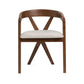 Cid Xeu 23 Inch Dining Chair, Round Cross Back, White Cushioned Seat, Brown By Casagear Home