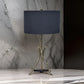 31 Inch Modern Table Lamp, Black Drum Shade, Unique Gilt Base Bronze Metal By Casagear Home