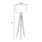 Megan 71 Inch Floor Lamp, White Drum Shade and Brown Wood Tripod Base By Casagear Home