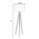 Megan 71 Inch Floor Lamp White Drum Shade and Brown Wood Tripod Base By Casagear Home BM317473