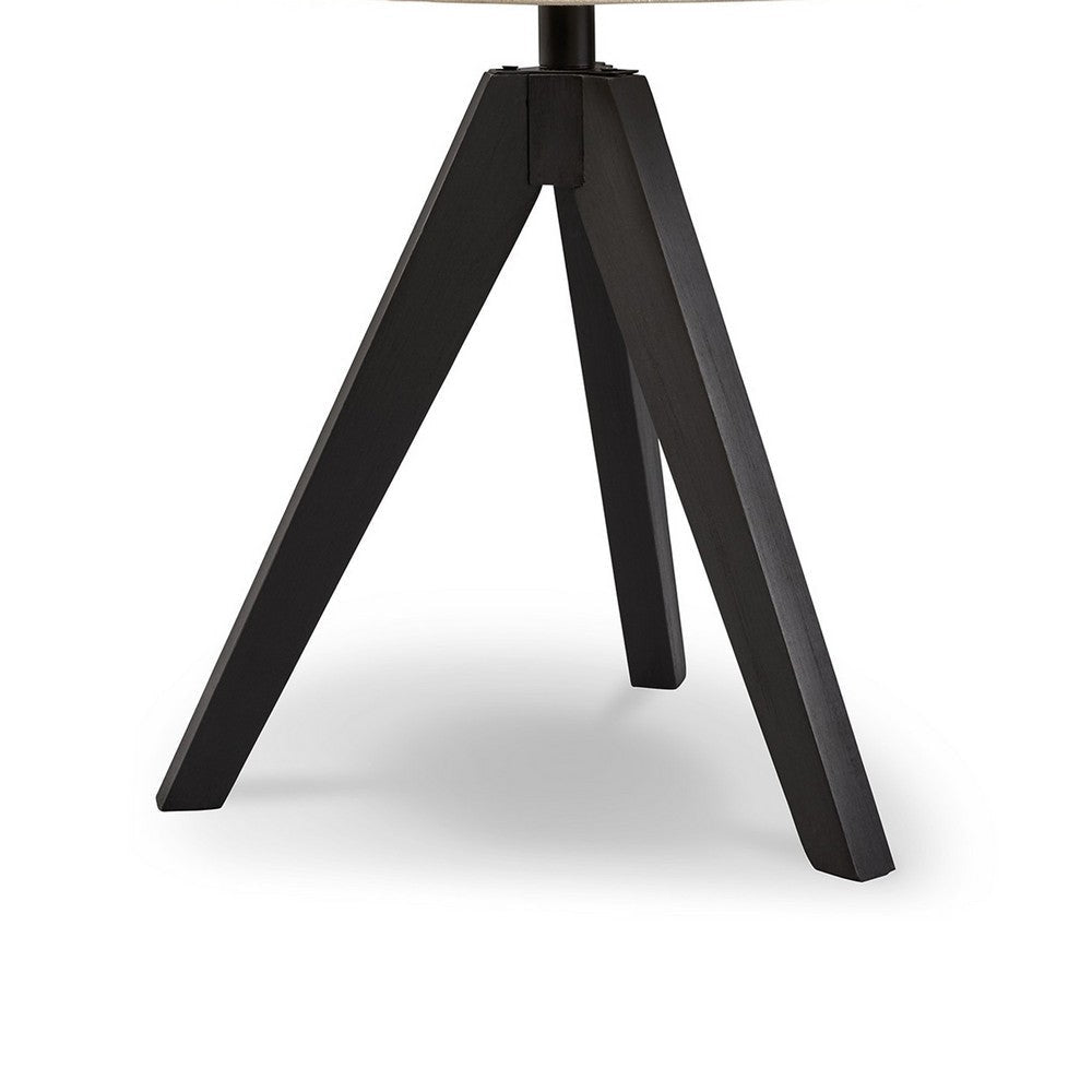 Hena 24 Inch Table Lamp White Empire Fabric Shade Black Wood Tripod Base By Casagear Home BM317474