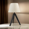 Hena 24 Inch Table Lamp White Empire Fabric Shade Black Wood Tripod Base By Casagear Home BM317474