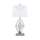 30 Inch Table Lamp Mirrored Crystal Accent Geometric Base Chrome White By Casagear Home BM317483