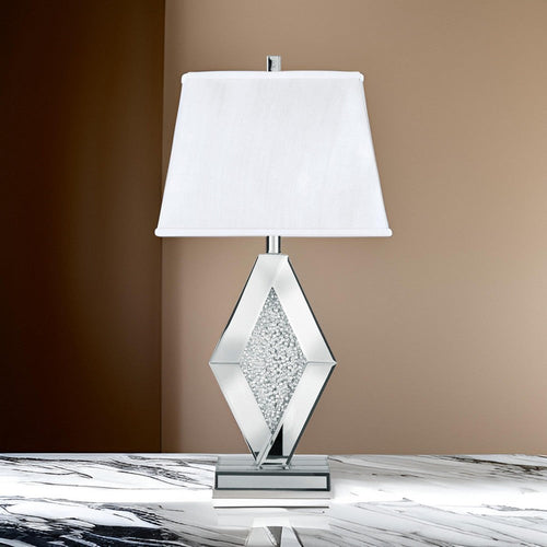 Ashley 30" Table Lamp, Mirrored Angle Crystal Accent Base, Chrome