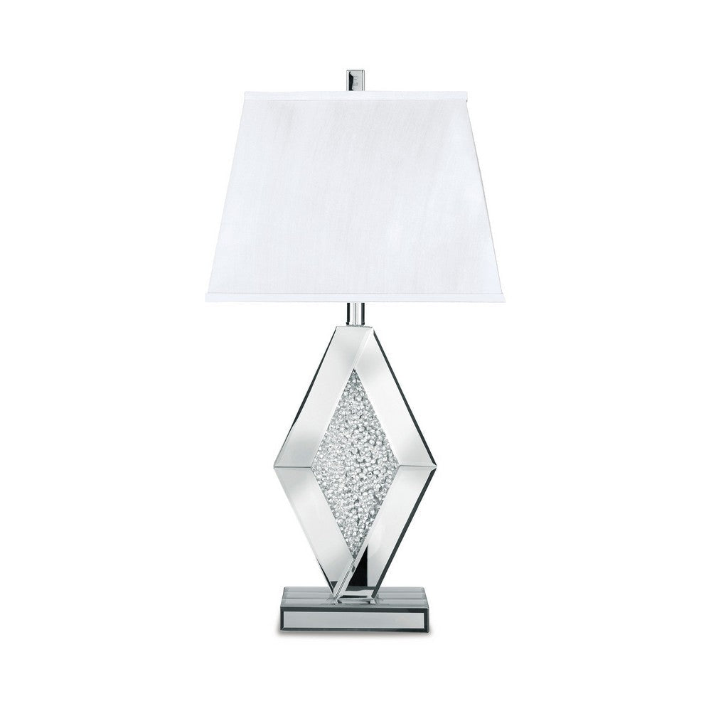 Ashley 30" Table Lamp, Mirrored Angle Crystal Accent Base, Chrome